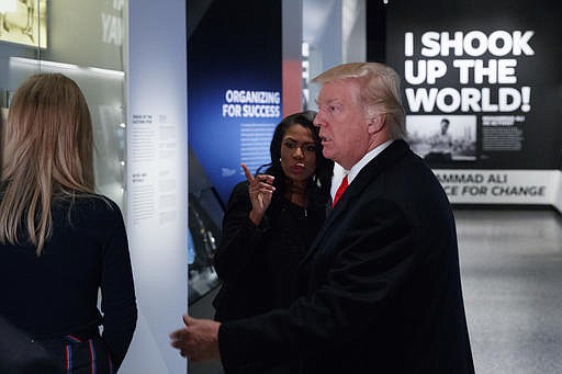 President Donald Trump tours the National Museum of African American History and Culture, Tuesday, Feb. 21, 2017, in Washington.