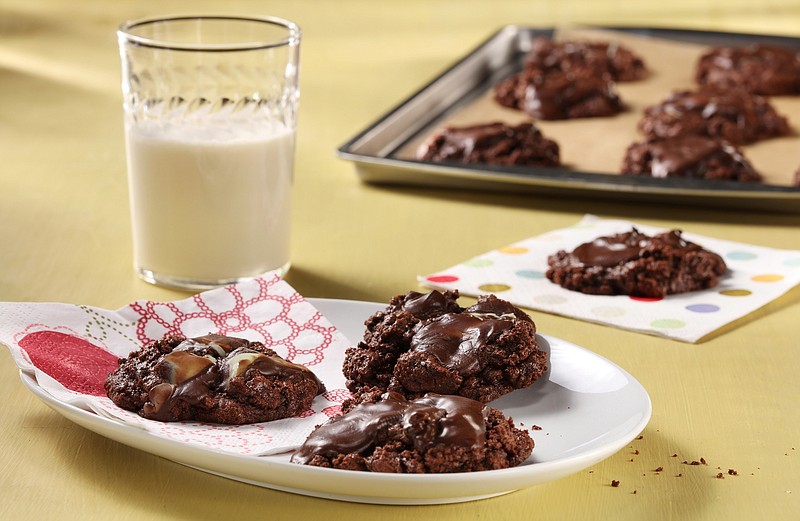 The deep chocolate flavor of the cookie dough is doubled when you put chocolate mints on top. 