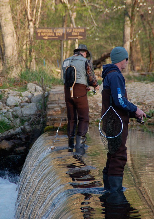 Anglers fish for trout at Montauk State Park. 