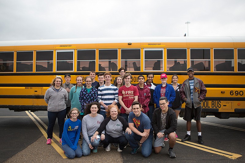 Wilber Smith Rotary member Andi Darby and area high school juniors prepare to leave for the 2017 Rotary Youth Leadership Awards camp held at Camp Trevor Jones. RYLA is an international program that was created by Rotary International to encourage strong leadership in youth. Young people chosen for their leadership potential attend an all-expenses-paid camp to develop and enhance leadership skills through activities conducted in an atmosphere of trust and respect. This years attendees are Liberty Eylau High School students Ines Bauguerra, Miyona Erwin and Lea Hayes; Texas High School students Ben Goesl, Caleb LeGrand and Katherine Stoeckl; Arkansas High School students Felipe Jusino, Dawson O'Malley and Kayci Rasnick; Veritas Academy students Julie Hornok, Nate House and Isaac Munson; Pleasant Grove High School student Jordan Riddle; Hooks High School student Kenly Turner; New Boston High School student Carmine Smith Jr.; and Maud High School student Gage Jones.