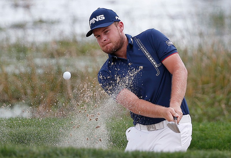 Tyrrell Hatton, of England, hits out of a bunker on the second hole during the third round of the Honda Classic golf tournament, Saturday, Feb. 25, 2017, in Palm Beach Gardens, Fla. 