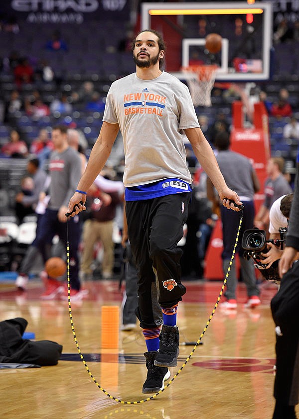 Knicks center Joakim Noah jumps rope as he warms up before a game last month against the Wizards in Washington.