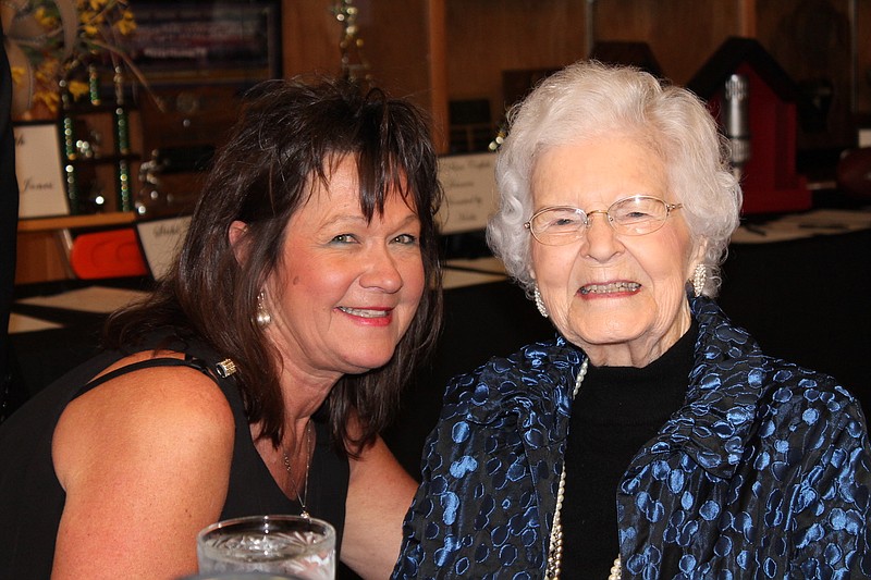 Kay York, Ashdown High School principal and foundation board member, poses with Margaret Daniel at the recent Margaret Daniel Educational Foundation Dinner and Silent Auction to support the Ashdown School District.