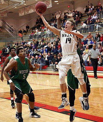 Landon Harrison and the Helias Crusaders will face Grandview in a Class 4 sectional game today in Sedalia.