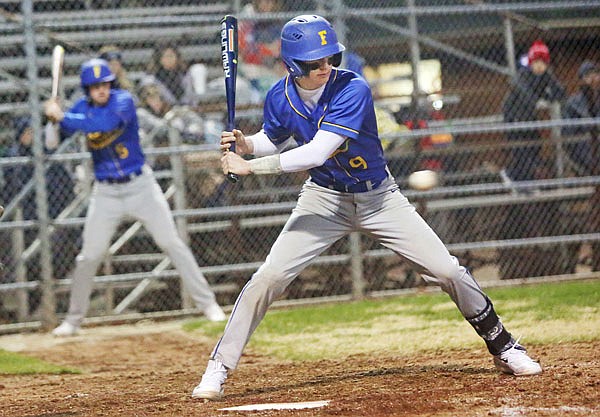 Fatima's Jacob Crede watches a pitch go by during a scrimmage against Helias at Friday night's Jamboree at Vivion Field.
