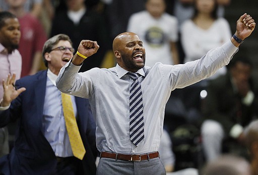 California head coach Cuonzo Martin works up his team against Colorado in the second half of an NCAA basketball game, Saturday, March 4, 2017, in Boulder, Colo. Sources told ESPN that Missouri has offered job to Martin, who is reportedly considering the offer.