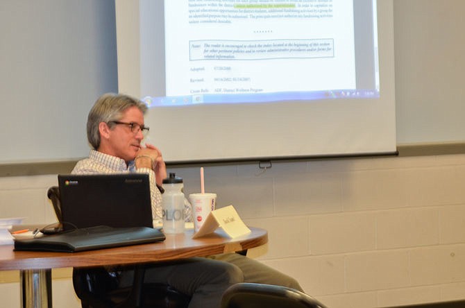 New Bloomfield Superintendent David Tramel listens during a discussion at Thursday's Board of Education meeting.