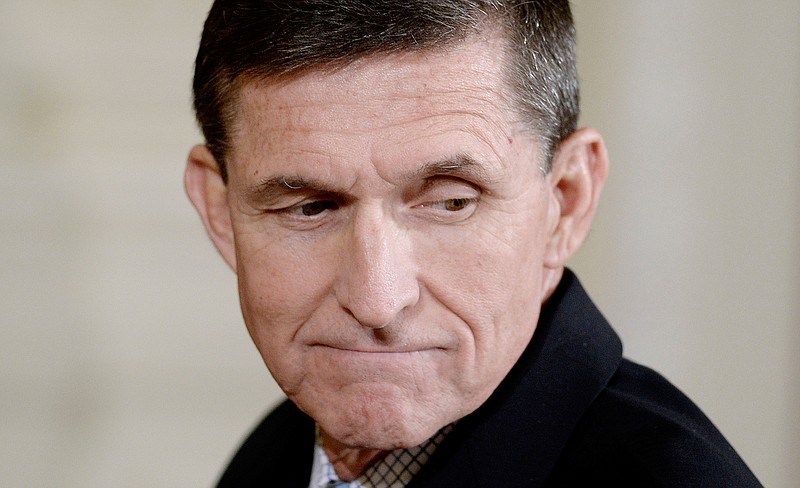 Former national security advisor Michael Flynn attends a press conference with Japanese Prime Minister Shinzo Abe on Friday, Feb. 10, 2017 at the White House in Washington, D.C.