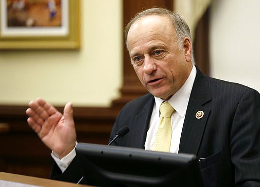 In this Jan. 23, 2014, file photo, Republican U.S. Rep. Steve King of Iowa speaks in Des Moines.