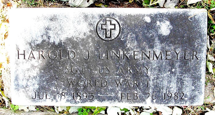 A simple military marker in the Woodland Cemetery is all that remains to denote the legacy of the late WWI veteran Harold Linkenmeyer. Drafted during WWI, the Jefferson City resident went on to serve as an observer/gunner with the American Air Service.