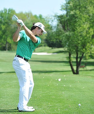 Jake VanRonzlen of Blair Oaks prepares to hit a tee shot during last year's Capital City Invitational at Meadow Lake Acres Country Club.