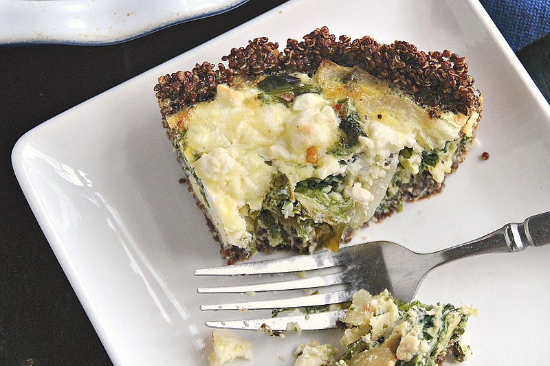 Spinach and Feta Quiche with Quinoa Crust. 