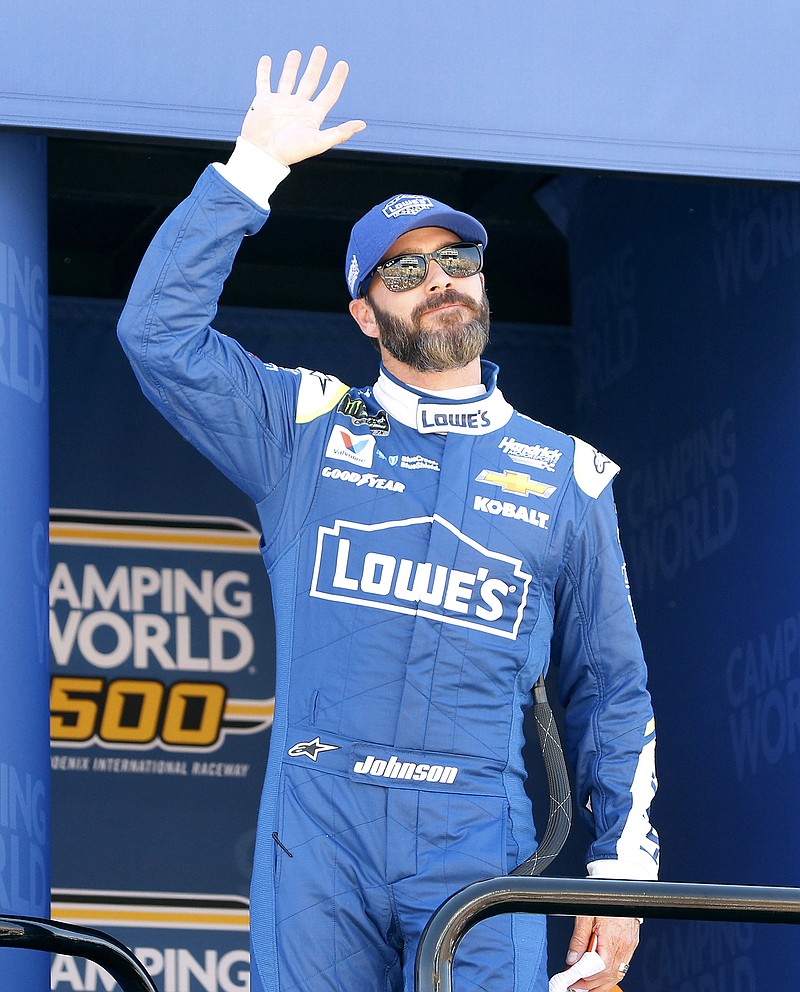 Jimmie Johnson will start 37th in Sunday's Cup race at Auto Club Speedway in Fontana, Calif. after a wreck in practice Friday forced him to go to a backup car. 