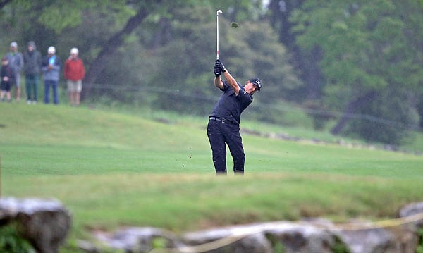 Phil Mickelson hits on the third hole during round-robin play Friday at the Dell Technologies Match Play at Austin County Club in Austin, Texas.