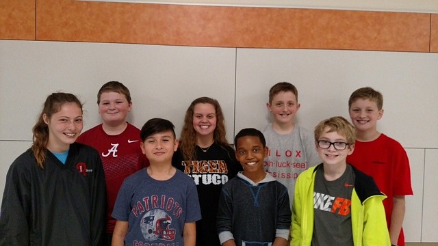 Eight Texas Middle School sixth-grade students have qualified to attend the Texas Math and Science Coaches Association state competition April 22 in San Antonio. Pictured from left are, front row, Olivia Huckabee, Said Hernandez, Joe Haynes-Stewart, Franklin Mason; back row, Lawton Nichols, Alyssa Smith, Brandon McKinnon, John Thomas Borowitz (Submitted photo)