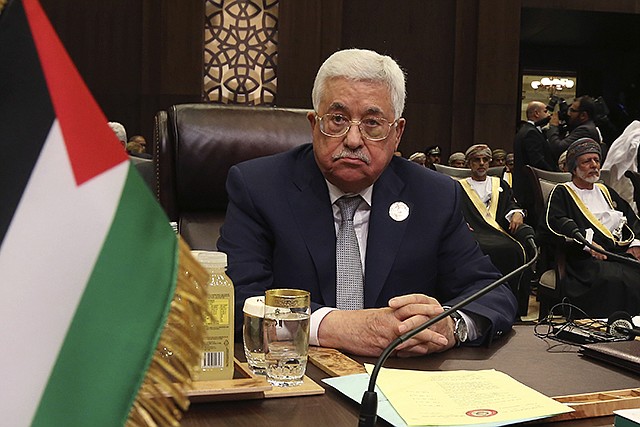 Palestinian President Mahmoud Abbas attends the summit of the Arab League on Wednesday at the Dead Sea, Jordan. Arab leaders are gathering for an annual summit where the long-stalled quest for Palestinian statehood is to take center stage. The summit is expected to endorse key Palestinian positions, signaling to President Donald Trump ahead of White House meetings with leaders of Egypt and Jordan that a deal on Palestinian statehood must precede any Israeli-Arab normalization.