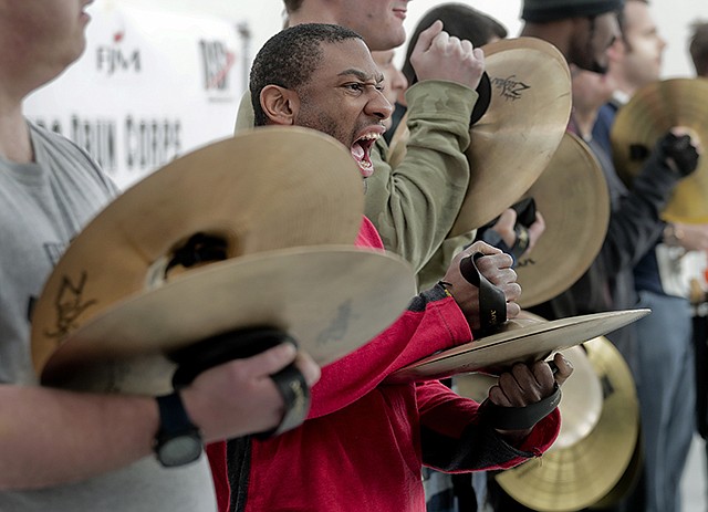Members of the FREE Players Drum Corps rehearse a routine March 22 in Old Bethpage, New York. The 65-member band is composed entirely of adults with intellectual and physical disabilities. They've performed at Disney World and marched in New York City's Columbus Day Parade. Now they've been invited to play an exhibition at the 2018 world championships in Indianapolis.