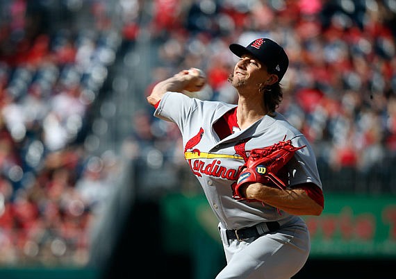 Cardinals starting pitcher Mike Leake throws a pitch during Wednesday's game against the Nationals in Washington.