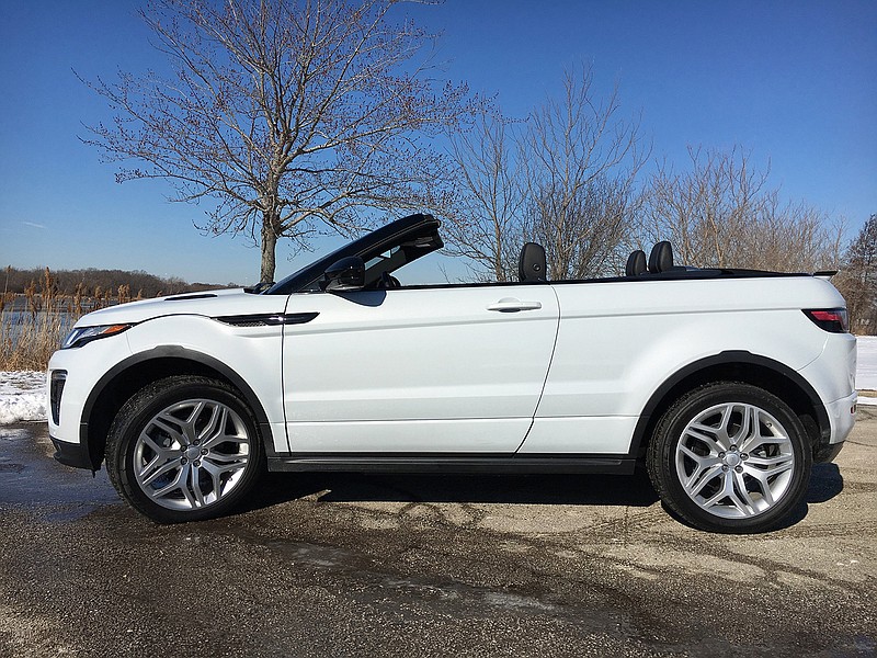 The Range Rover Evoque Convertible, based off the smallest Rover crossover, is an AWD, off-road-capable drop-top that seats four and costs $58,000. 