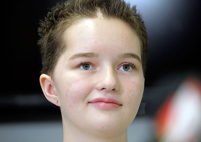 Deserae Turner, a Utah teenage girl who survived being shot in the head by two boys speaks during a Thursday news conference at Primary Children's Hospital in Salt Lake City. 