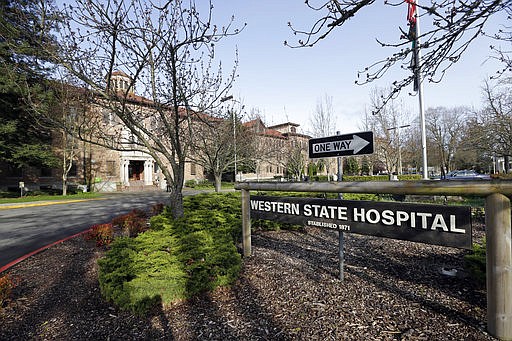  In this file photo taken April 11, 2017, the entrance to Western State Hospital is seen in Lakewood, Wash. 