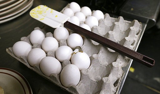  In this June 19, 2015 file photo, eggs sit waiting to be cooked at a cafe in Des Moines, Iowa. The U.S. government's latest report card released Thursday, April 20, 2017, on food poisoning suggests that campylobacter, a germ commonly linked to raw milk and poultry, is surpassing salmonella at the top of the culprit list. 