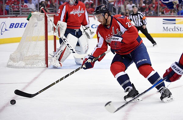 Capitals defenseman Kevin Shattenkirk skates with the puck during a game earlier this month against the Rangers in Washington.