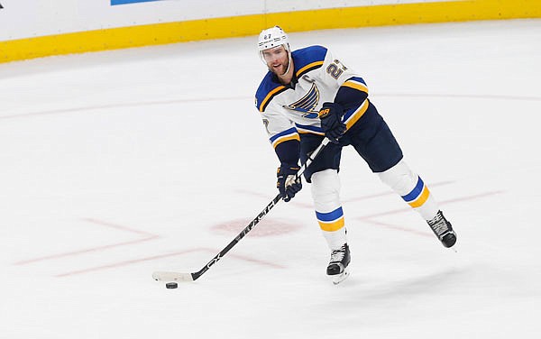 Alex Pietrangelo of the Blues plays against the Wild during the second period of Game 1 of a first-round playoff series earlier this month in St. Paul, Minn.