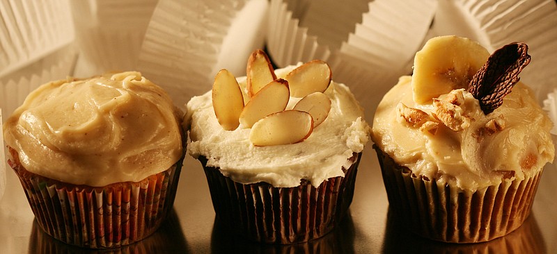 A 2009 file image of Banana Cupcakes with Caramel Buttercream Frosting. Bananas are easily frozen and stored for handy use in pancake batter, breads and other baked goods -- including cupcakes. 