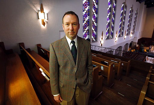 Central Presbyterian Church Pastor Wallace Bubar stands for a photo in his church in Des Moines, Iowa, on Friday, May 5, 2017. Bubar described President Donald Trump's Thursday, May 4, 2017 executive order as "pandering to the religious right." He does not foresee any effect on his church or any other. "For whatever reason, the religious right evangelicals have developed a persecution complex here in the last few years, and I think this is intended to address that," Bubar said.