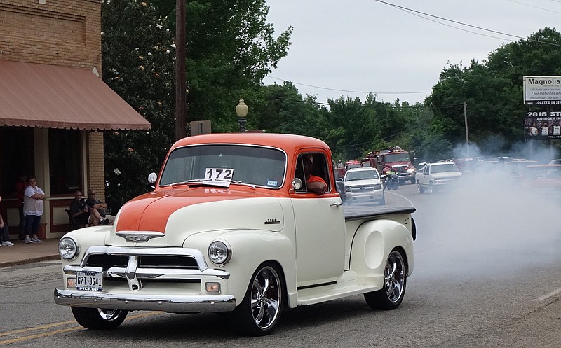 Charlie Bits' 1954 Chevy pickup was a standout both in detail and horsepower during the Avinger Wildflower Trails parade. Several vehicles burned rubber to create noise, smoke and excitement for the parade.