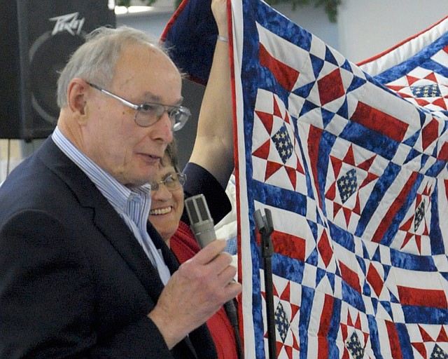 Morris Burger is seen in this May 2017 photo during an event for The Quilts of Valor, a project of the California Women's Club to inform neighbors of the sacrifices of others around them by presenting patriotic quilts to local veterans.