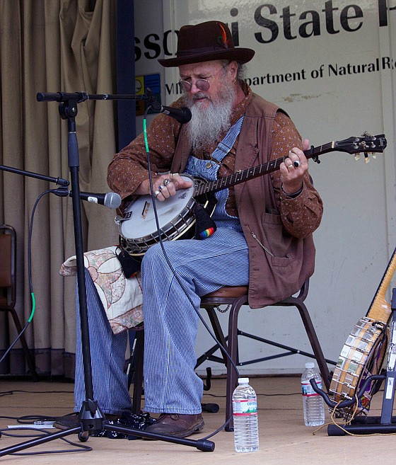 Part of the 2017 Backyard Concert Series at Jefferson Landing State Historic Site, Van Colbert, a co-contributor to the "Winter's Bone" film soundtrack, is shown playing banjo.