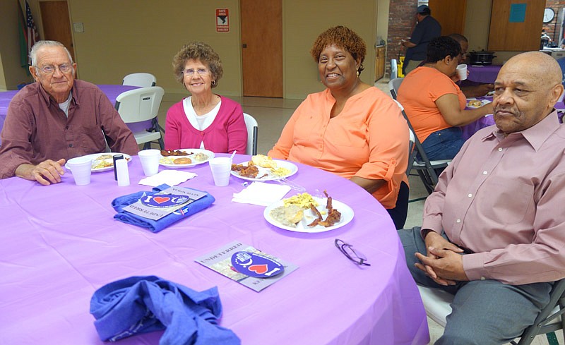Cancer survivor Shirley Vaughn, second from right, brought her caregivers Joyce Vandelicht, second from left, Tom Vandelicht, left, and Virgil Butler, along with several others, to the Relay for Life brunch.
