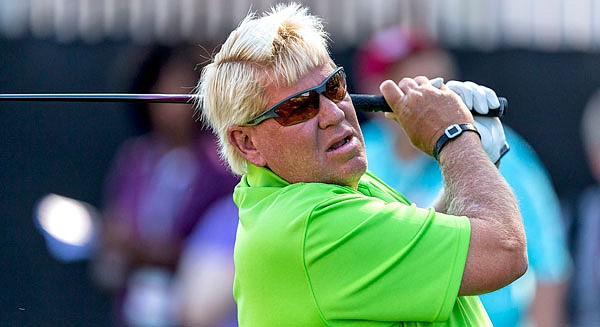 John Daly tees off on the first hole at the PGA Champions Tour Regions Tradition Pro-Am on Wednesday at Greystone Golf & Country Club in Hoover, Ala.