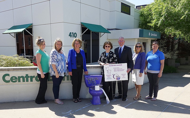 From left: Mindy McKenna of Fulton Family Health; Kelly Trigg, branch manager at Central Bank; Marcia Lamons, Community Bank president of Central Bank; Kim Barnes, CEO and president of The Callaway Bank; Rick Gohring, Callaway Market president; Debbie LaRue, vice president of Public Relations and Marketing at The Callaway Bank; and Amber Sutton, Fulton Family Health. 