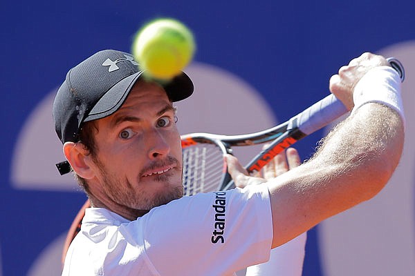 In this April 28 file photo, Andy Murray eyes the ball before playing a return shot to Albert Ramos-Vinolas during a quarterfinal match at the Barcelona Open in Barcelona, Spain. Murray is counting on the French Open, which starts Sunday, to turn his season around.