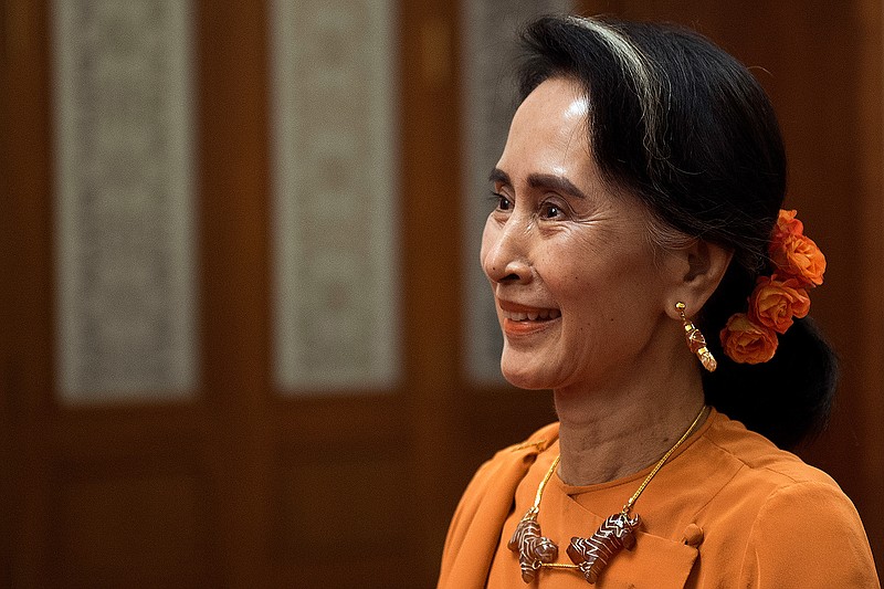 In this May 16, 2017 file-pool photo, Myanmar State Counsellor Aung San Suu Kyi meets with Chinese Premier Li Keqiang at the Great Hall of the People in Beijing. Myanmar was supposed to turn away from China and toward the West when the U.S. helped it transition from five decades of military rule. 