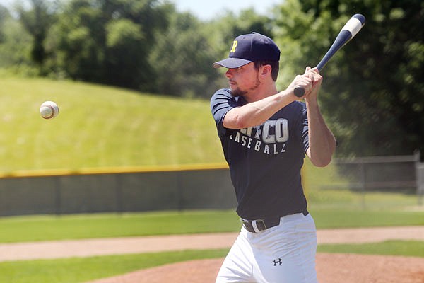 Cody Creed bats during the Jefferson City Renegades' baseball practice Tuesday at Vivion Field. Creed, who is from Mexico and played at Jefferson College this spring, is one of many Renegades players on the roster from Mid-Missouri.