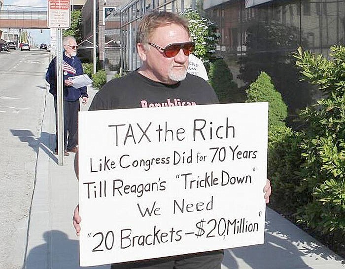 Anti-GOP gunman James Hodgkinson is seen this file photo protesting at a U.S. Post Office in Belleville, Illinois.