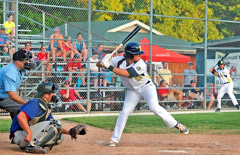 Jefferson City's Grant Wood times up his swing during the Renegades game against the Nevada Griffons Monday, June 12, 2017 at Vivion Field.