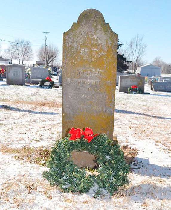 This is one of the older gravestones in St. Francis Xavier Cemetery in Taos and is one of about a dozen Civil War markers in the Cole County cemetery. (Photograph courtesy of Dan Schnieders)
