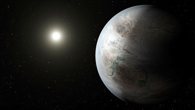 This artist rendering taken in 2015 depicts one possible appearance of the planet Kepler-452b, the first near-Earth-size world to be found in the habitable zone of a star that is similar to our sun. 