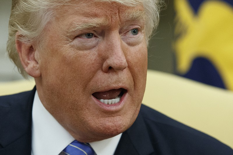 President Donald Trump speaks during a meeting with Ukrainian President Petro Poroshenko in the Oval Office of the White House, Tuesday, June 20, 2017, in Washington. (AP Photo/Evan Vucci)