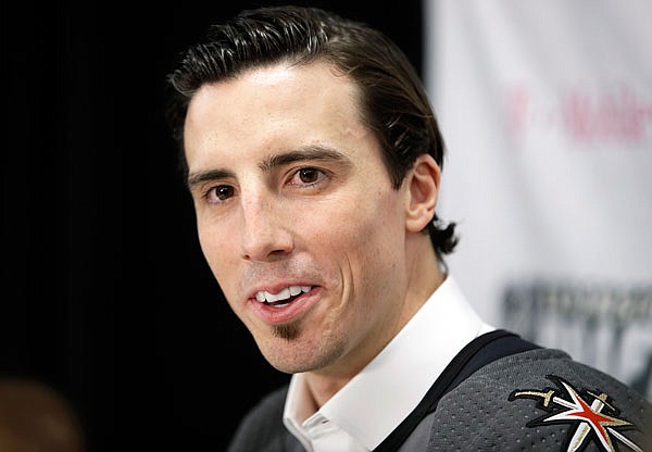 Marc-Andre Fleury of the Vegas Golden Knights speaks with the media Wednesday in Las Vegas. Fleury was picked by the team in the NHL hockey expansion draft.