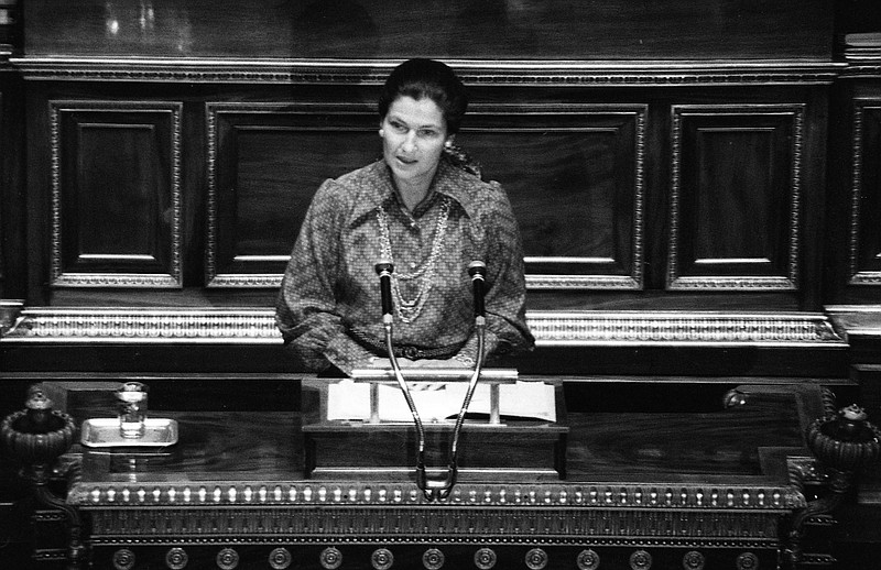 In this Dec. 13, 1974 file photo, French Health Minister Simone Veil speaks about abortion law at the French National Assembly in Paris. Simone Veil, a Nazi death camp survivor and prominent French politician who spearheaded abortion rights, dies at age 89. (AP Photo/Eustache Cardenas, File)