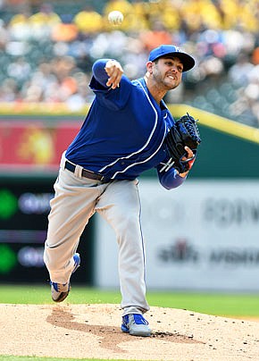 Royals starting pitcher Jakob Junis throws a pitch during Thursday afternoon's game against the Tigers in Detroit.