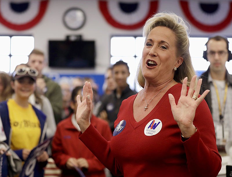 In this Nov. 7, 2016, file photo, Missouri Republican Rep. Ann Wagner speaks to supporters at her campaign office where she was seeking her third term in office in Missouri's 2nd Congressional District. Wagner said Monday, July 3, 2017, said she's not running for Democratic U.S. Sen. Claire McCaskill's seat in 2018, but will instead run for re-election to her suburban St. Louis House seat.