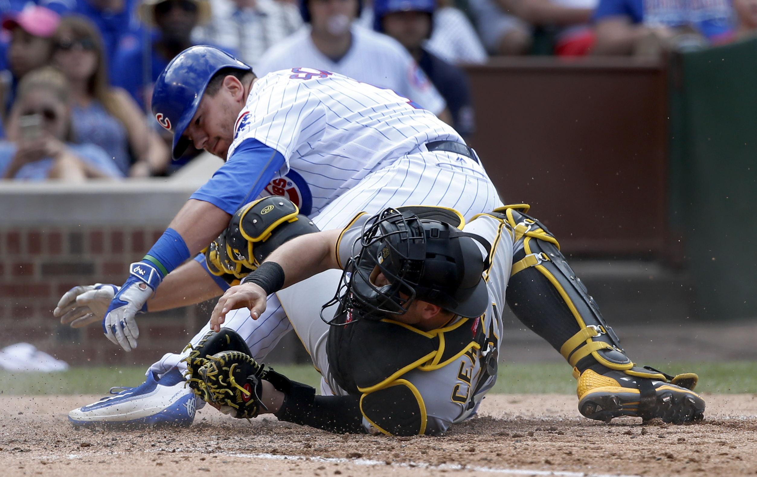 Pittsburgh Pirates' Francisco Cervelli is hit by a pitch while batting  against the San Diego Padres