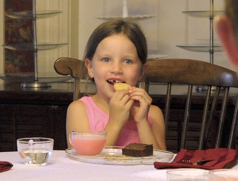 The school-aged children from Little Pintos Preschool and Playhouse enjoyed fresh-baked cookies at tea party recently at Doreen's Victorian Bed and Breakfast and Tea Room.